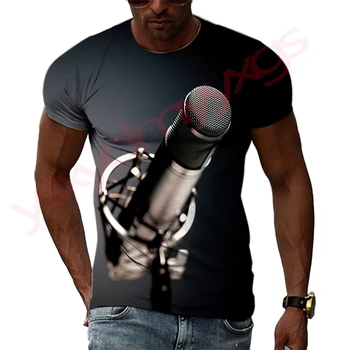Nou Liber de Vară de Moda DJ Îmbrăcăminte Muzica Microfon Model pentru Bărbați T-Shirt de Imprimare 3D Hip Hop Teuri Scurte Gât Rotund Maneca Topuri