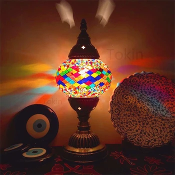 Nou Stil turcesc mozaic Lampa de masa vintage, art deco Mana lamparas de mesa Sticlă romantic patul lumina lamparas con mosaicos