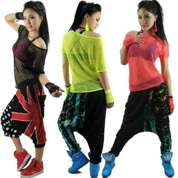 Noua Moda hip-hop-top dance feminin Jazz costum de performanță purta etapă haine neon Sexy decrosata t-shirt