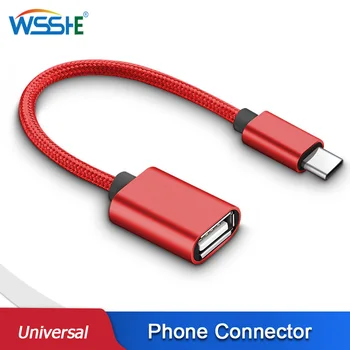 OTG USB de Tip C, Micro USB de Date de Sincronizare Adaptor 18.5 CM Nailon Cablu Panglica Telefon Conector Pentru MacBook U Disc Xiaomi Samsung Huawei
