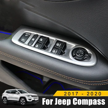 Pentru Jeep Compass 2 tesaloniceni 2017 2018 2019 2020 Carbon Geamul Mașinii Ridicați Butonul de Comutare a Acoperi Ornamente Usi Cotiera Cadru Panou Accesorii