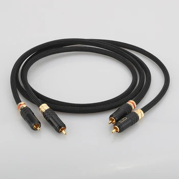 Pereche Audiofil Cablu RCA Clasa de Top Placat cu Argint RCA tata-tata Cablu WBT0144 Plug Placat cu Aur