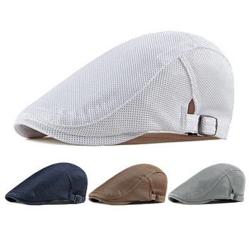 Primavara Vara Barbati Mesh vânzător de ziare capace Casual Respirabil în aer liber Bereta Retro Pălărie Pălărie de Golf Moda Solid Capace Plate Femeie