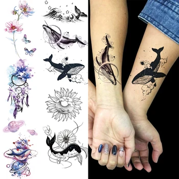 Realist Balena Incheietura Mainii Tatuaje Temporare Pentru Femei Adulte Floarea Soarelui Tatuaj Fals Autocolant Impermeabil Corpul Pictura Arta Tatuaje Decal