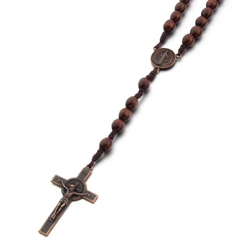 Rozariu Catolic, Creștin, Cruce Colier Țesute Manual Ornament Hip Hop Accesorii De Îmbrăcăminte Colier Rugăciune Accesoriu