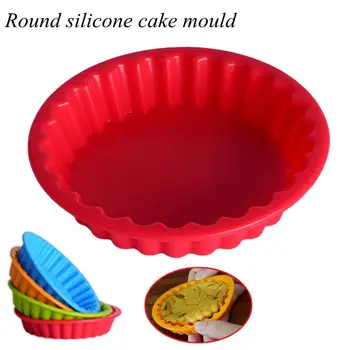 Silicon Tarta Forme de Mini Tarte Forme Non-stick Rotunde Canelate tavă Cu Largi Baze de Tort Mucegai Tort Instrumente Bakeware Tava de Copt