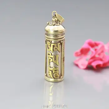 TGB052 Tibetan Metal Alb Cupru Mantre Rugăciune Cutie Tibet Gau Amulete Pandantiv Cilindru Medalion