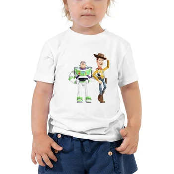 Toy Story pentru Copii Haine de Vară de Moda Casual în aer liber Baieti Tricou Buzz Lightyear și Woody Imprimare Europene Tricou pentru Copii