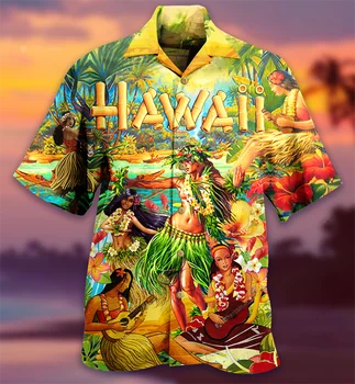 Vara Cămăși Hawaiene Tricouri Barbati Harajuku Epocă Supradimensionate pentru Bărbați Îmbrăcăminte de Plajă Bal de Imprimare Topuri Unisex Moda Mâneci Scurte