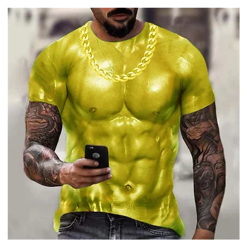 Vara Tricouri Pentru Barbati StreeTwear Trendyol 3D Imprimate Musculare Om Amuzant Îmbrăcăminte Blouses2022 Casual Echipajul Gât
