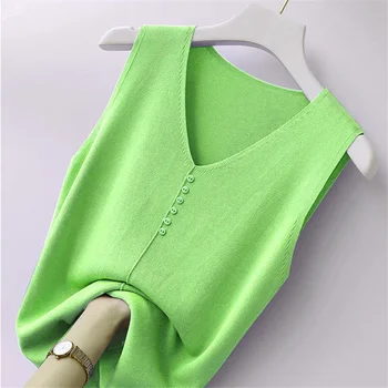 Verde pentru Femei Lady Vara Bretele Vesta Sexy rochie fără Mâneci T-shirt, Bluze Casual Pânză Student V-neck Camis Rezervor de Top Haine Ieftine