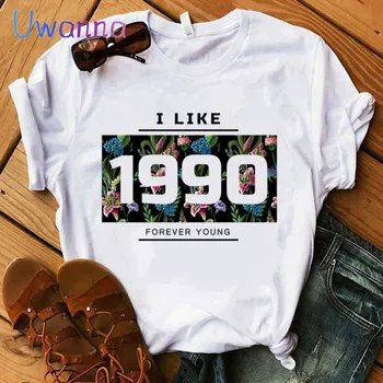 Îmi PLACE 1990 Femei t shirt de imprimare de moda tricou femei casual cu maneci scurte topuri harajuku estetica flori femei topuri tee