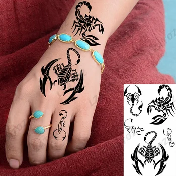 Întuneric Scorpion Animale Tatuaje Temporare Pentru Femeie Om Realist Elefant, Tigru Autocolant Tatuaj Fals DIY de Mână Lavabil Tatuaje