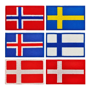 Țările Nordice Flag Patch-Uri Insigna Islanda, Danemarca, Norvegia, Finlanda, Suedia Broderie Pânză De Patch-Uri De Pavilion Accesorii
